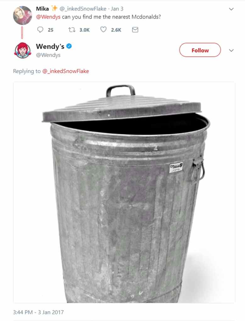 screenshot of a wendy's tweet
